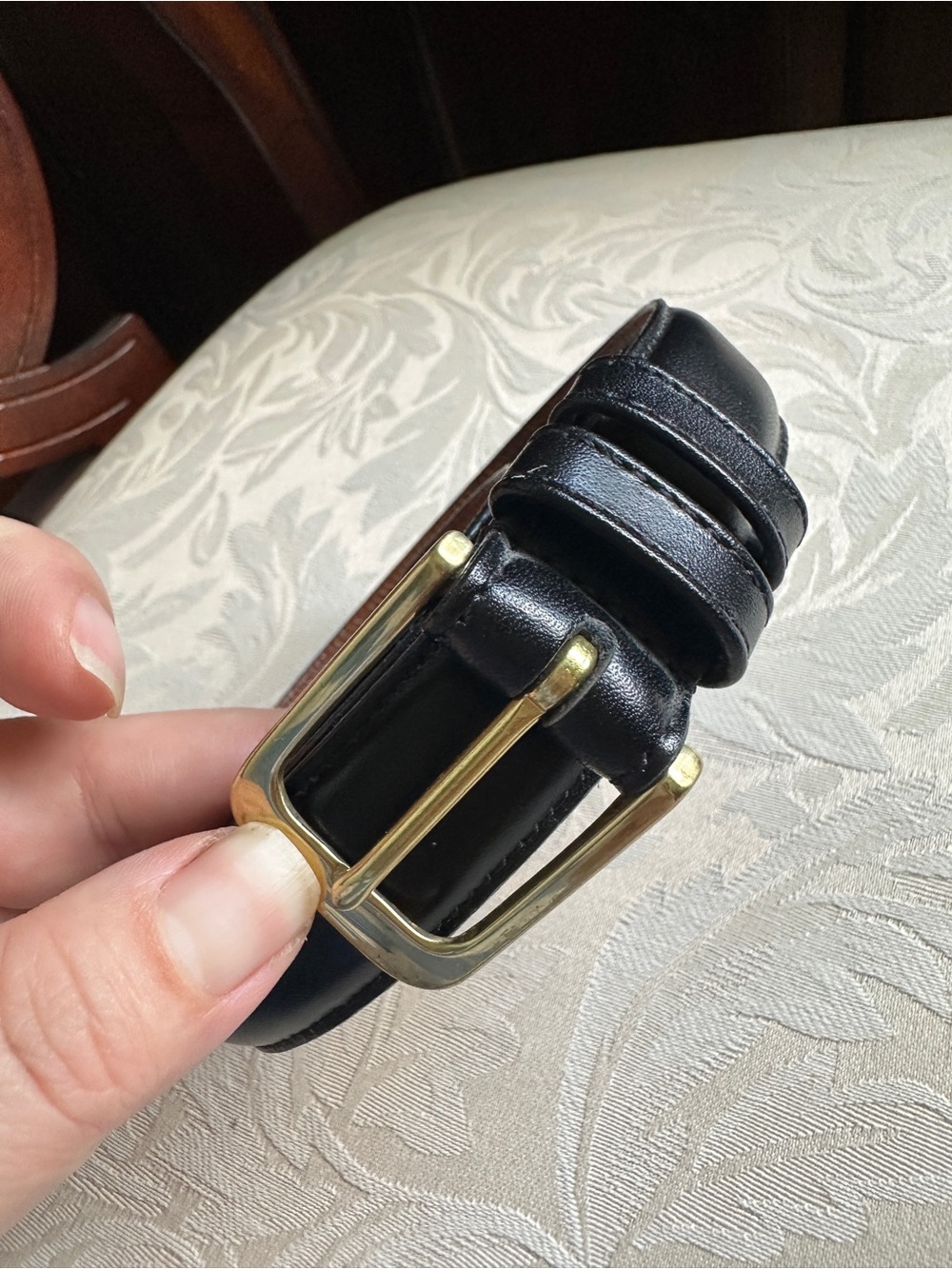Vintage Coach Leather Belt 5700 Black Burnished Cowhide Brass Made in USA 90cm